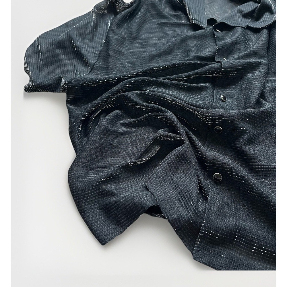 VTG YMLA Shirt Men XL‎ Party Rave Festival Club Disco Sheer Metallic Black - Picture 5 of 12